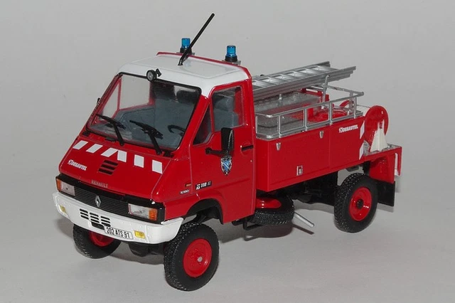 Camion De Pompiers Renault RVI 75 130 4x4 1982 - Modèle Réduit Métal 1/55 ADM - Neuf Sous Boîte
