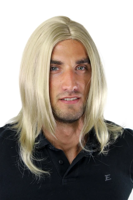 WIG ME UP Herrenperücke GFW891-51 | Lange, Glatte Haare, Mittelscheitel | Grau Meliert Mit Schwarz