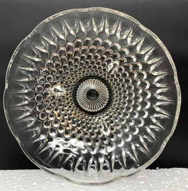 Vintage 1960s Round Glass Bowl Plate Hobnail Style Bumps