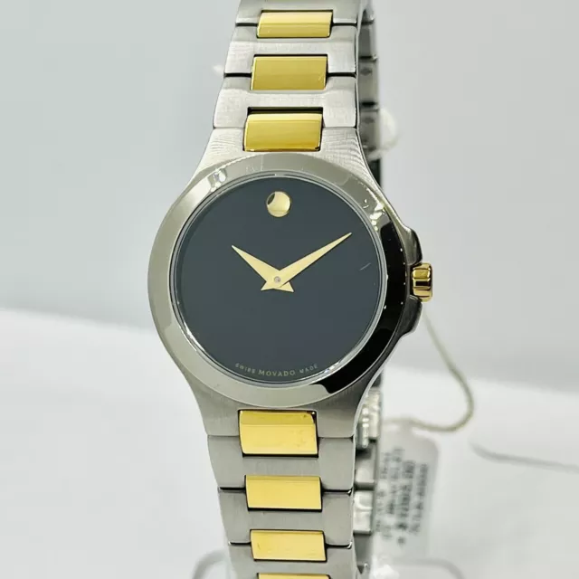 Movado Women's Museum Two-Tone Black Dial Sapphire 28mm Watch 01.3.20.1037