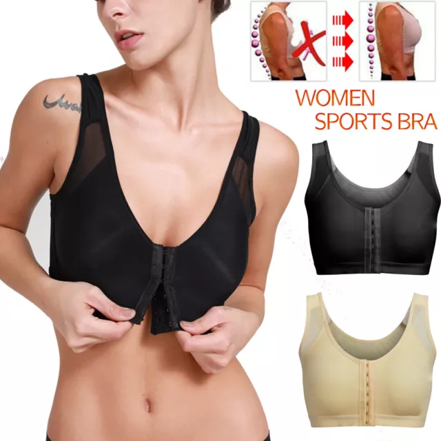 WOMEN FRONT CLOSURE Post Surgery Bra Yoga Top Adjustable Back Support  Shaper UK £13.99 - PicClick UK