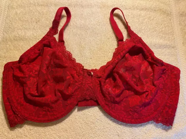 EXC SECRET TREASURES Bra Sexy Red Sheer lace mesh lined no pad UW Womens  40DD $13.00 - PicClick