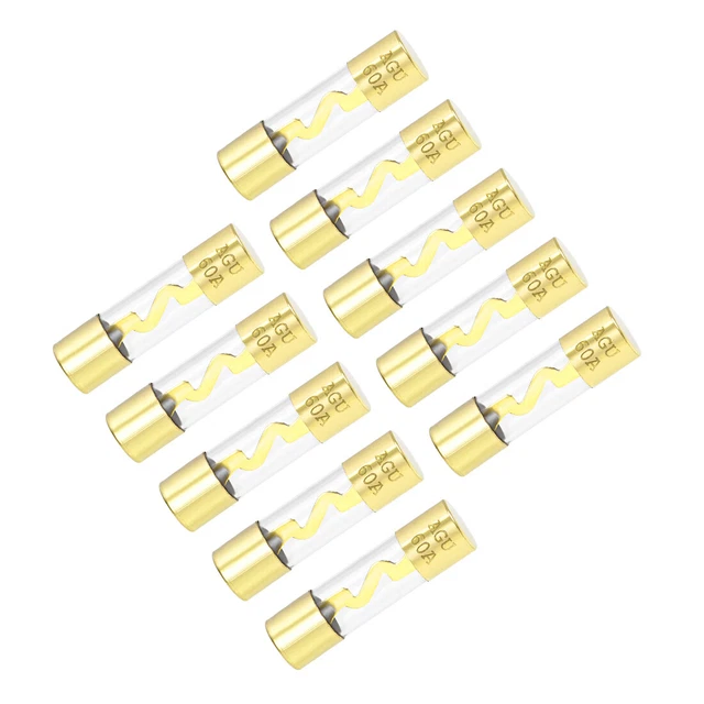 Fusibles 60A DC12V 10x38mm cartouche Soufflage Voiture Amplifier Verre 10pcs