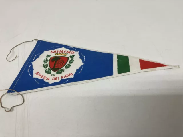 Vintage Original Sanremo Riviera Dei Fiori Textile Flag Pennant