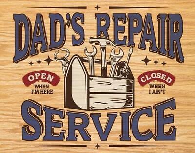 Dad Repair Service Garage Tools Tin Metal Sign Decor NEW Father Made in USA