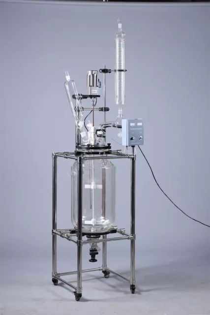 50L Chemical Double-Layer Glass Jacket Reactor Mixing Decarboxylation Reactor US