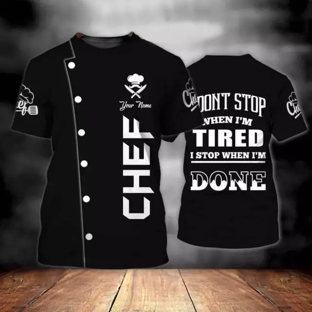 Custom Name Black Shirt For A Chef, I Don't Stop When I'm Tired Shirt, Chef Shir