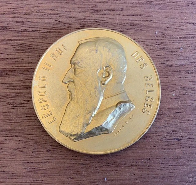Médaille Commémorative Léopold II - Prix De Courtrai, 9 Avril 189? (collection, Ancienne)