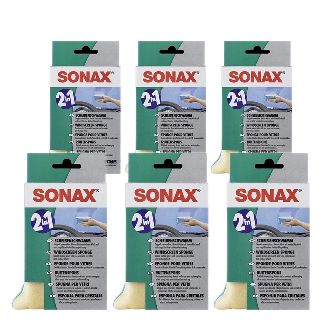 6x SONAX SPUGNA PER DISCHI SPUGNA 2 IN 1 ANTIAPPANNAMENTO CURA PULIZIA