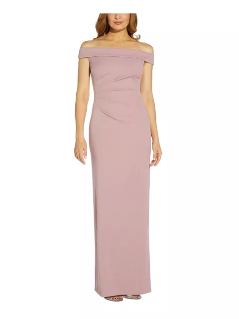 ADRIANNA PAPELL Womens Pink Lined Column Cap Sleeve Formal Gown Dress 18