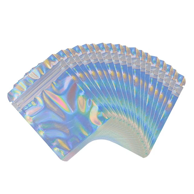 100 Pcs Holographic Bags, 3 x 4" Resealable Smell Proof Bags Resealable Bags
