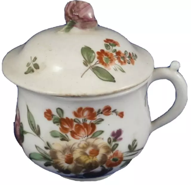 Antique 18thC Cozzi Porcelain Floral Pot de Creme Cup Porzellan Tasse Italy