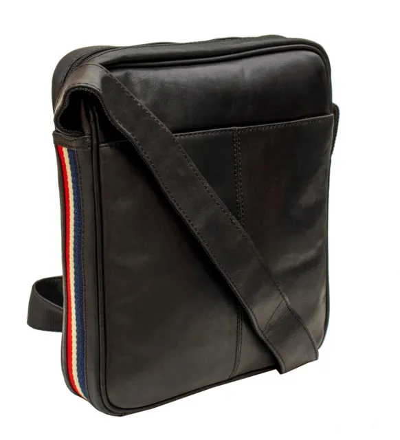 Texan Men's Black Soft Leather Shoulder Flight Bag Messenger Crossbody