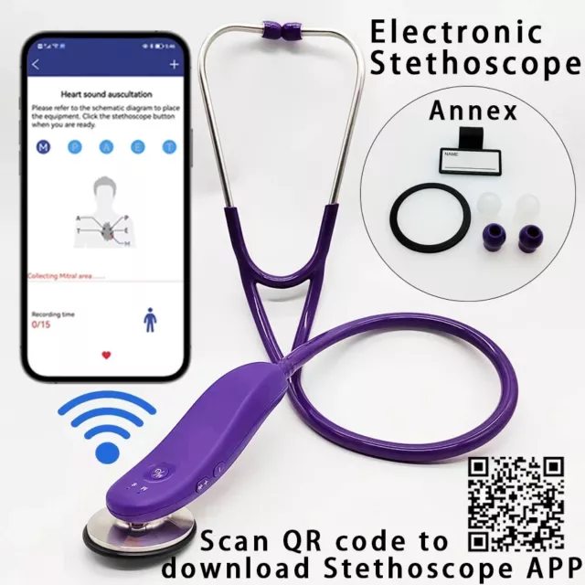 CORE Digital Stethoscope Bluetooth Electronic Wireless 40 Times Magnifi - Purple