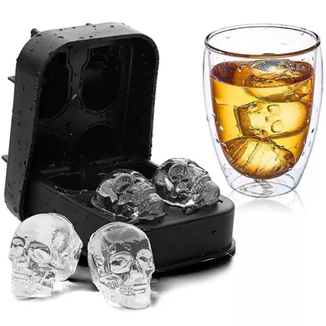 DIY Creative Silicone Skull Shape Ice Tray Mold For Home Bar Party Tools;AU