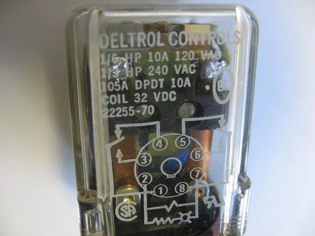 Deltrol Controls 22255-70 Ice Cube Relay 8-Pin DPDT with 32 Volt DC Coil 32vdc 3