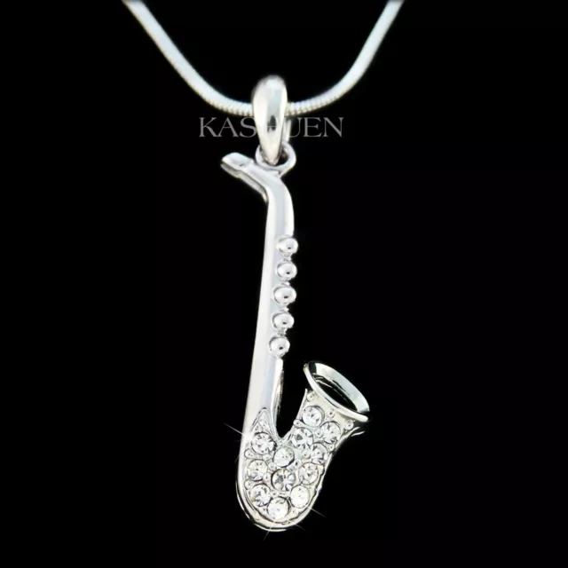 Saxophone Avec Cristal Swarovski Ténor Alto Sax Instrument Musical Necklace
