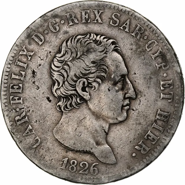 [#1210898] Italien Staaten, SARDINIA, Carlo Felice, 5 Lire, 1826, Torino, Silber