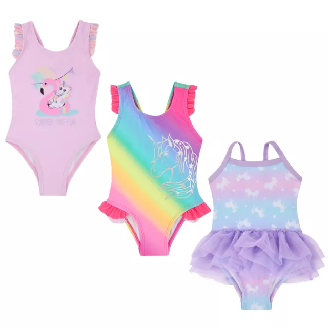 Baby Girls Unicorn Swimsuit Swimming Costume Tutu One Piece Swim Holiday Frill