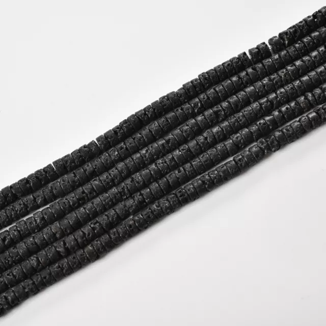 10Strand 3x6mm Natural Volcanic Rock Stone Rondelle Spacer Loose Beads Jewelry