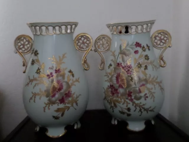 A Pair of Beautiful Large Antique/Vintage Hand Painted Vases