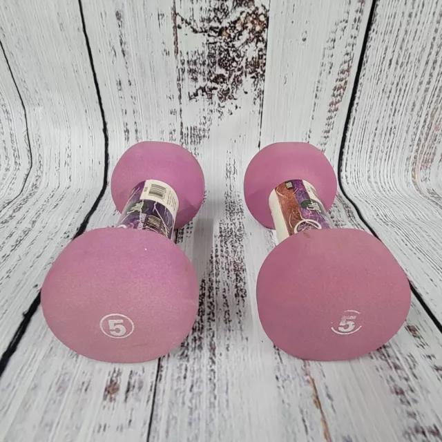 2 Neoprene Coated cast-iron Dumbbells 5lbs Color: purple/pink total wt 10lbs