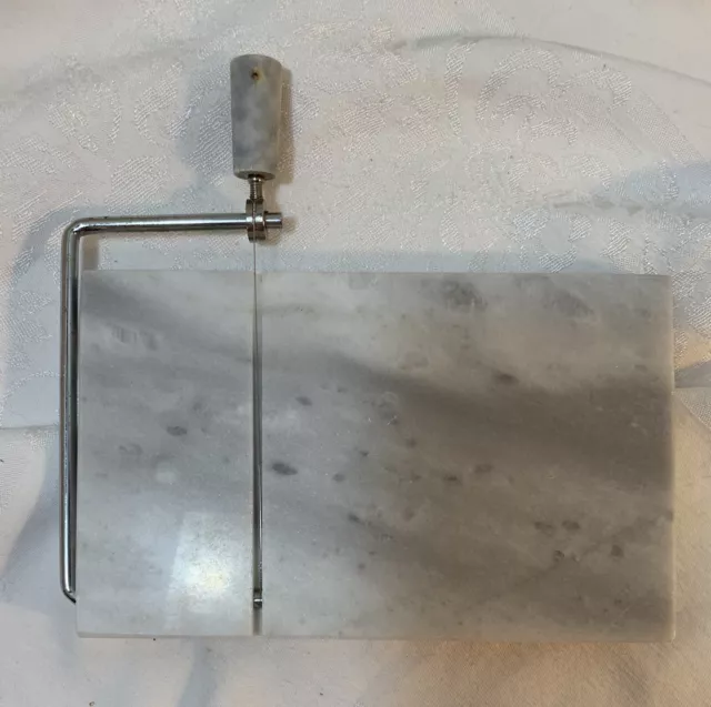 "Vintage weißer Marmor Käsebrett mit Drahtschneider 5""x8"""