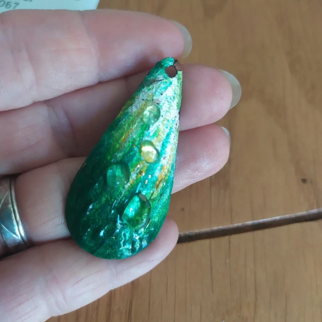 Pendentif Vintage En émaux De Limoges Vert - Bijou Ancien à Porter