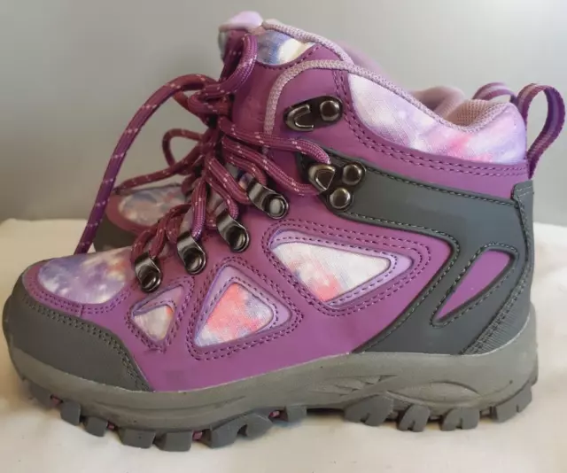 Girls Mountain Warehouse Terra Boots.Purple.Tie dye.Laces. Waterproof.Kids UK 11