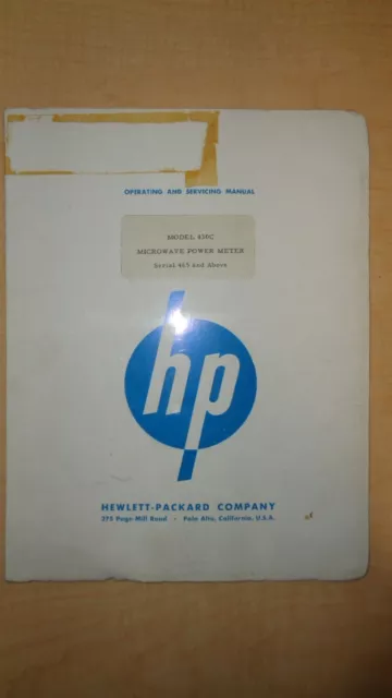HP 430C Microwave Power Meter Operating and Service Manual 6F B2