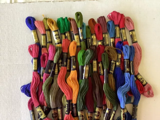 Vintage DMC Cottons, 37 Skeins, Dark Jewel Colours, All Different, All new,