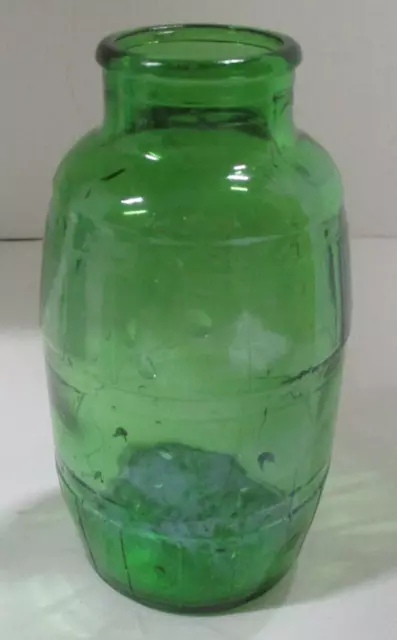 Vintage Mickeys Malt Liquor Green Glass Barrel Shape Bottle