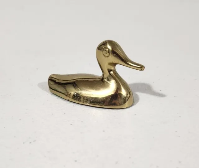 Vintage Brass Duck Small Solid Figurine Paperweight Brass Bird Animal Miniature