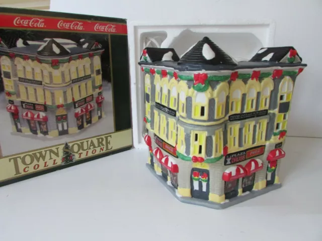 Coca Cola Brand Town Square Lighted Village Bldg Plaza Drugs Mint
