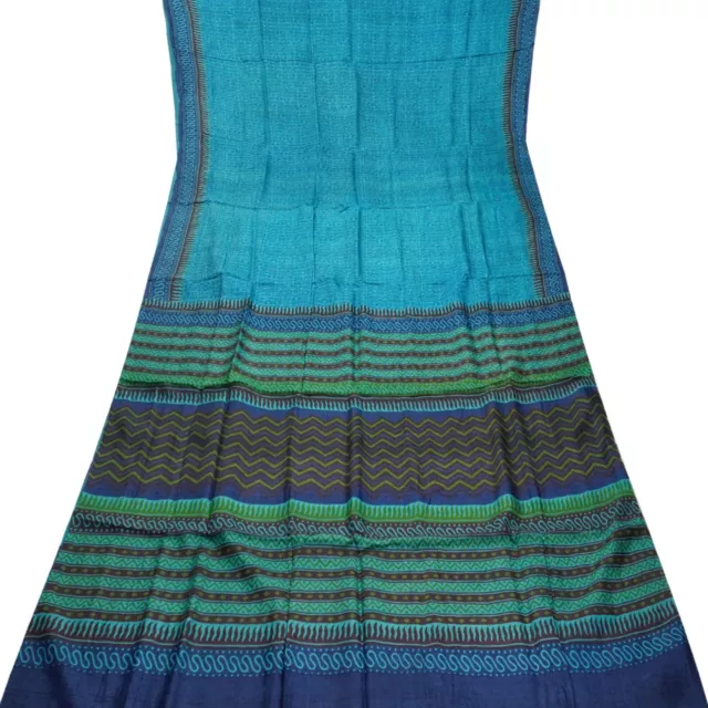 Namaste Vintage Blu Sari 100% Pura Seta Stampa Indian Sari 15ft