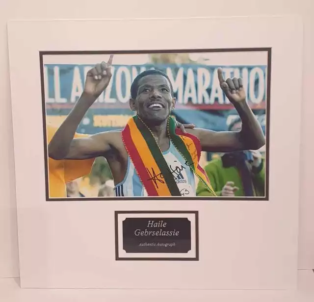 Haile Gebrselassie Signed 12X8 Mounted Photo Iconic Athlete AFTAL COA