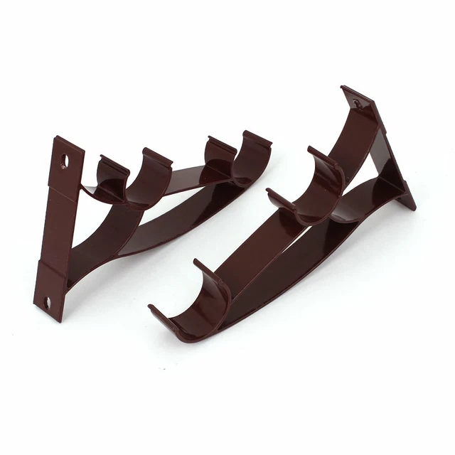 2pcs Double 1" 25mm Dia Drapery Curtain Rod Tube Pole Wall Bracket Burgundy
