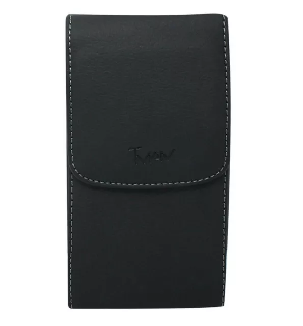 Black Vertical Leather Cover Belt Clip Side Case Pouch  5.15 x 2.75 x 0.7 inch