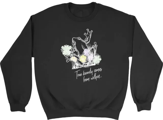 Inspirational Frog Sweatshirt Mens Womens Beauty comes from Within Gift Jumper