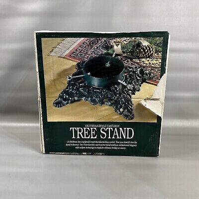 Victorian Style Cast Iron Christmas Tree Stand 15" Heavy Duty Green
