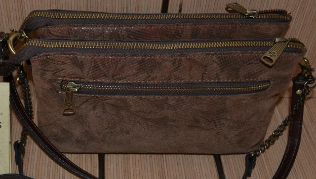 Patricia Nash Moscava Peruvian Tooling Soft Suede  Crossbody Tan