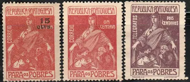 Estampillas de Portugal 1924 SC# RA5, RA6, RA6_1 ""Estampillas telegráficas benéficas"" semipostales