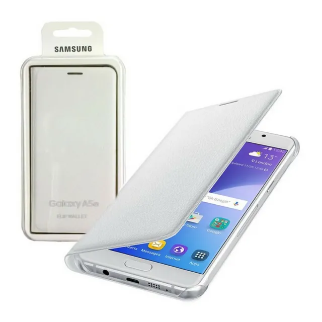 Samsung Custodia Galaxy A5 2016 A510 Originale Flip Wallet Cover a Libro Bianca