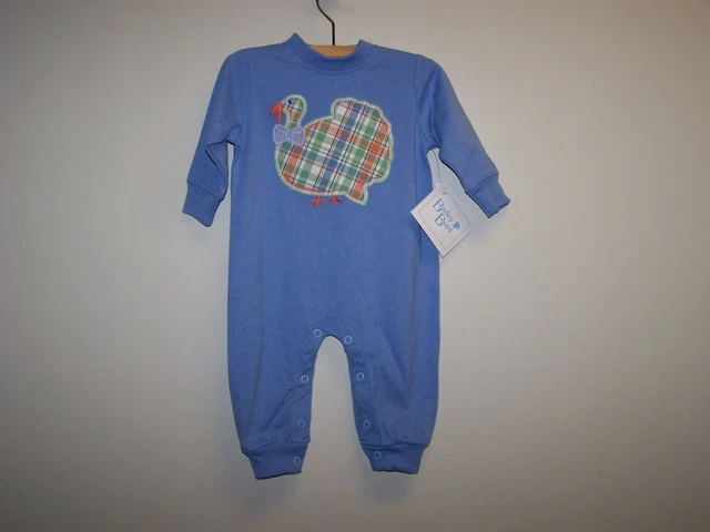 Bailey Boys Lurkey Turkey Baby Boy Knit Romper Thanksgiving Boutique NWT 6 / 12M