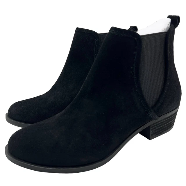Isaac Mizrahi Live! Suede Ankle Boot Womens Size 8.5 Medium Black Chelsea Boot