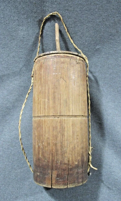 Batak Sumatra decorated Bamboo wood & fiber Container