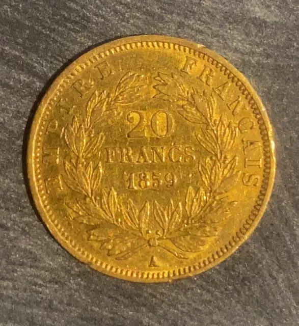 Pièce En Or 20 FRANCS 1859 NAPOLEON III EMPEREUR