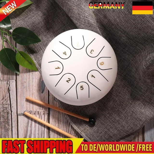 TTSAM 6 Zoll Ethereal Steel Tongue Drum 8 Tune Hand Pan Drum Tank mit Schl?eln D