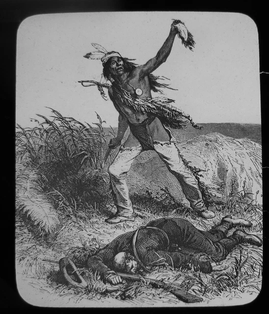 Glass Magic Lantern Slide AN AMERICAN INDIAN C1900 MISSIONARY ENTERPRISE SLIDE