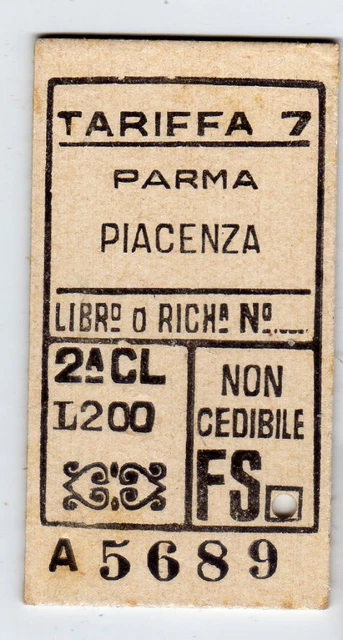 Ferrovie Dello Stato-Tre Biglietti Parma Piacenza E Parma Milano 2^ Classe-1959